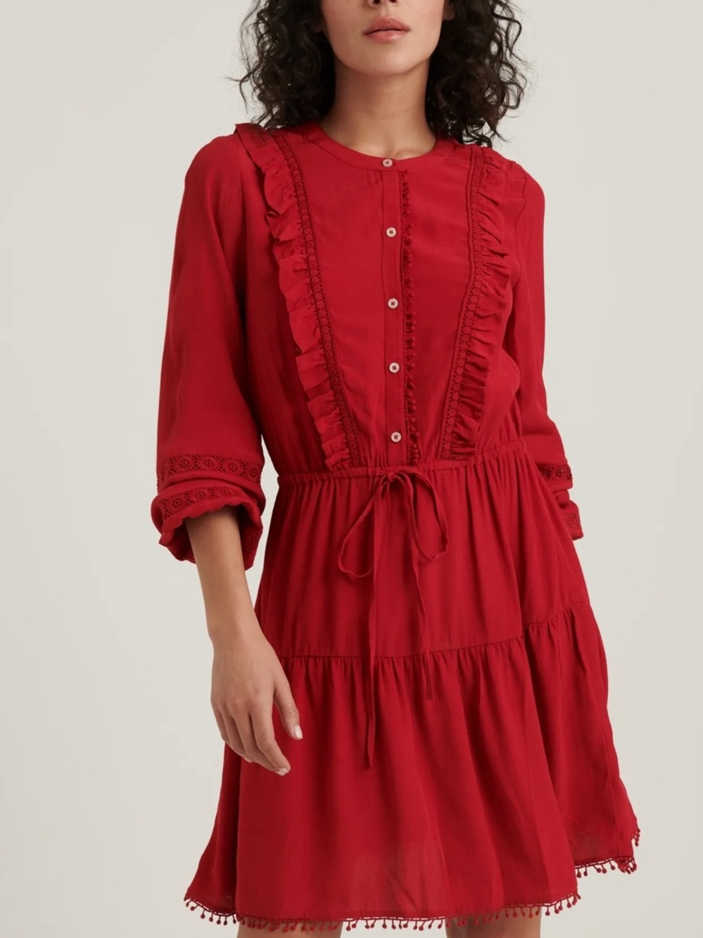 Lucky Brand Parker Ruffle Red Dress